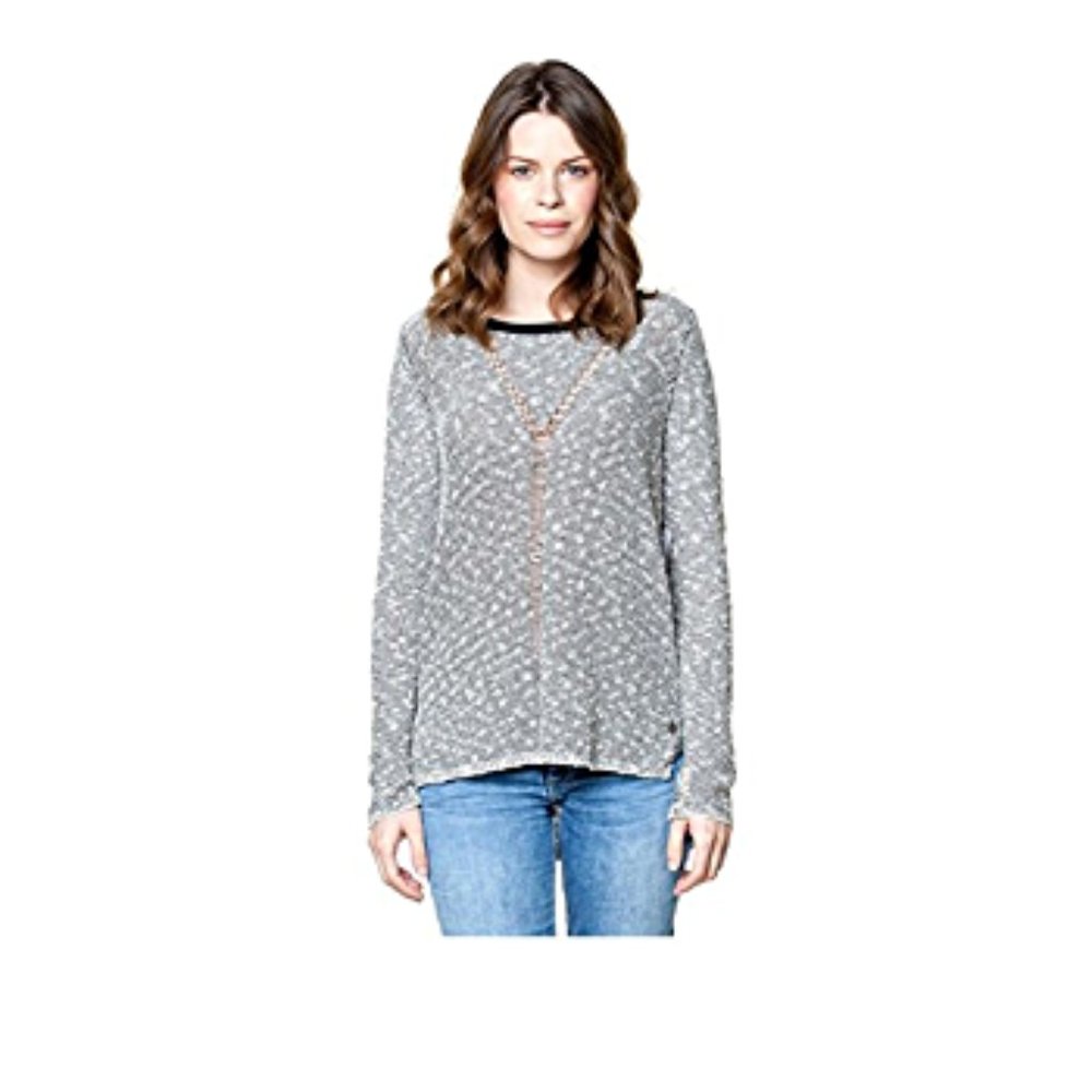 VANS Thieves Den marled knit long sleeve scoop neck hi-low 100% cotton sweater